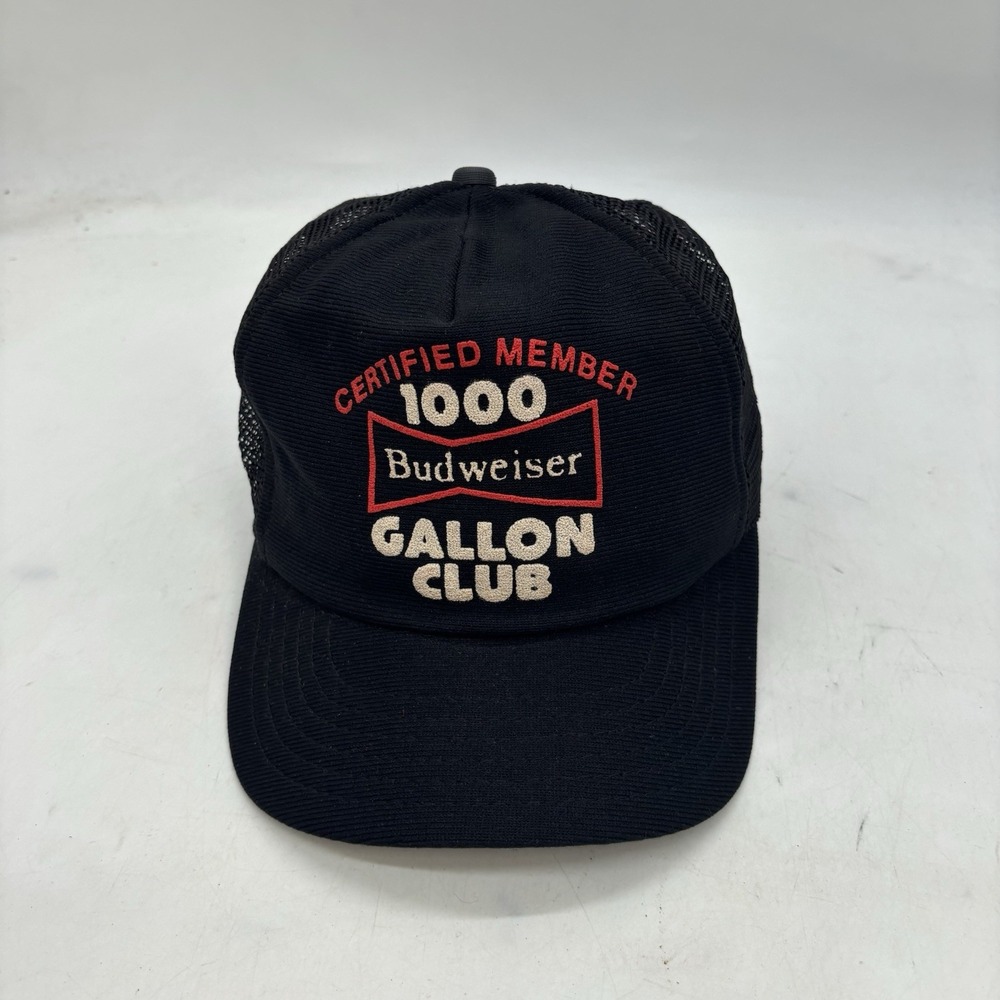 VTG Budweiser 1000 Gallon Club Hat BLK Truck Snapback Mesh Cap Certified Member